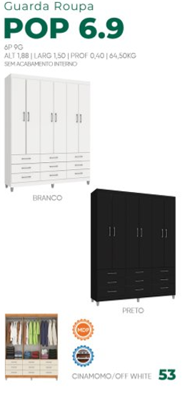 Guarda Roupa Pop 6.9 6 Portas - Imagem 2